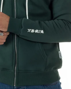 Felpa Uomo Con Cappuccio Zip Basic Tinta Unita Verde BERNA M252018