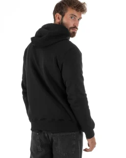 Felpa Uomo Con Cappuccio Zip Basic Tinta Unita Nero BERNA M252018