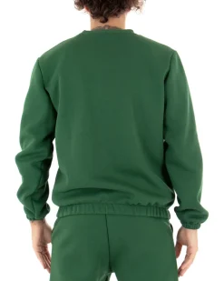 Felpa Uomo Girocollo Maglia Felpata Basic Tinta Unita Verde Regular Fit GIOSAL-F2878A