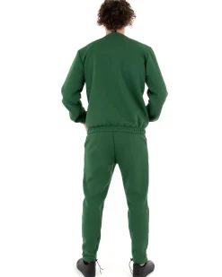 Felpa Uomo Girocollo Maglia Felpata Basic Tinta Unita Verde Regular Fit GIOSAL-F2878A