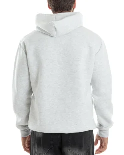 Felpa Uomo PolyCotton Con Cappuccio Maglia Calda Con Stampa Grigio Melange GIOSAL-F3036A