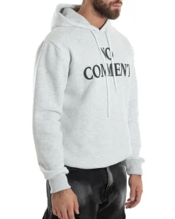 Felpa Uomo PolyCotton Con Cappuccio Maglia Calda Con Stampa Grigio Melange GIOSAL-F3036A