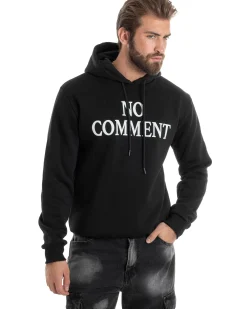 Felpa Uomo PolyCotton Con Cappuccio Maglia Calda Con Stampa Nero GIOSAL-F3037A