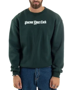 Felpa Uomo PolyCotton Girocollo Con Stampa Maglia Garzata Calda Relaxed Fit Tinta Unita Verde GIOSAL-F3031A