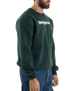 Felpa Uomo PolyCotton Girocollo Con Stampa Maglia Garzata Calda Relaxed Fit Tinta Unita Verde GIOSAL-F3031A