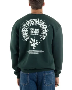 Felpa Uomo PolyCotton Girocollo Con Stampa Maglia Garzata Calda Relaxed Fit Tinta Unita Verde GIOSAL-F3031A