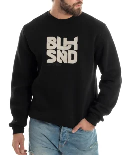 Felpa Uomo PolyCotton Girocollo Con Ricamo Maglia Garzata Calda Comoda Casual Nero GIOSAL-F3039A