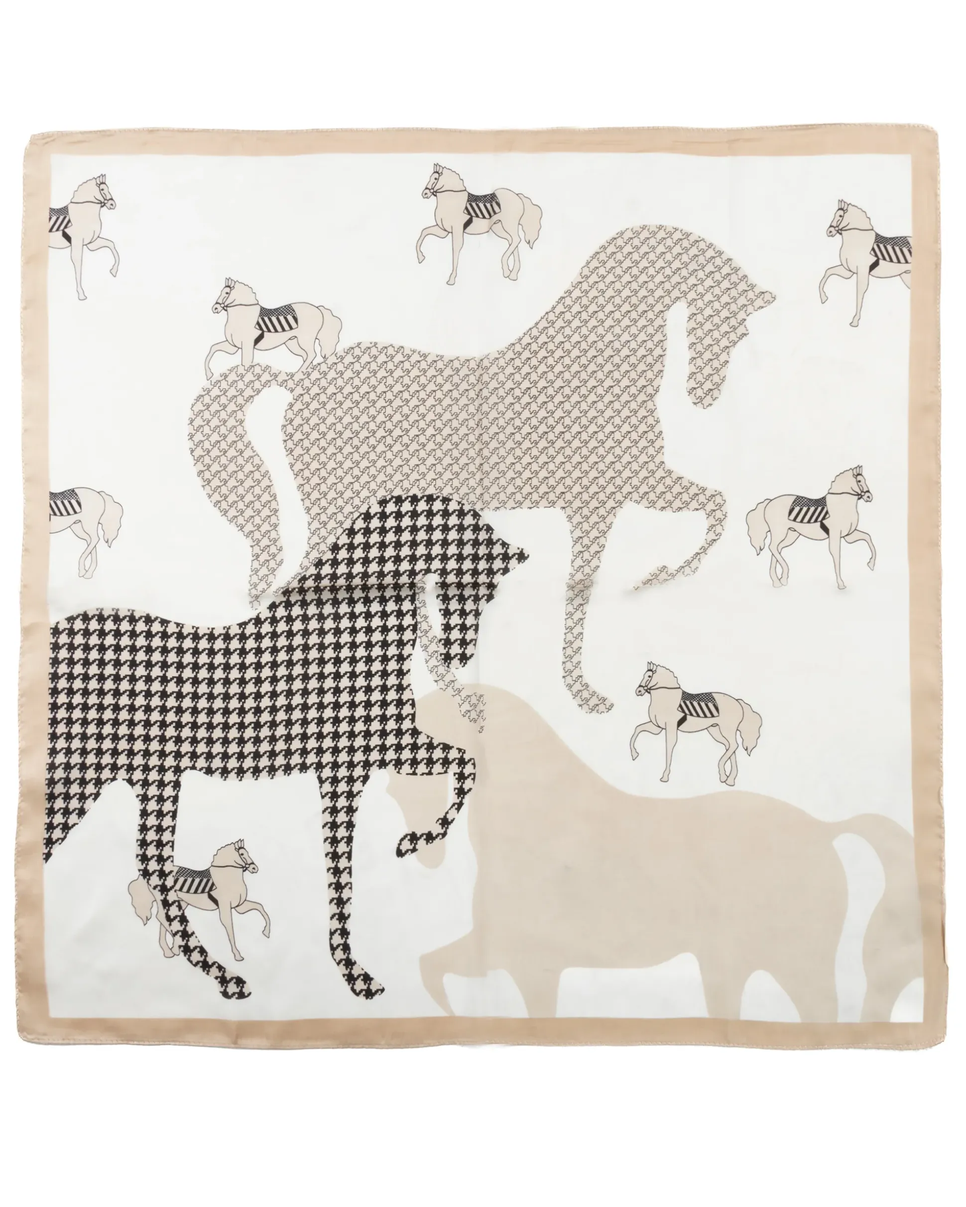 Foulard uomo unisex bandana cavalli pied-de-poule bordo satinato panna GIOSAL-FD1006A
