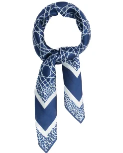 Foulard uomo unisex bandana geometrico reticolo cannage bordo leopardato chevron blu GIOSAL-FD1003A
