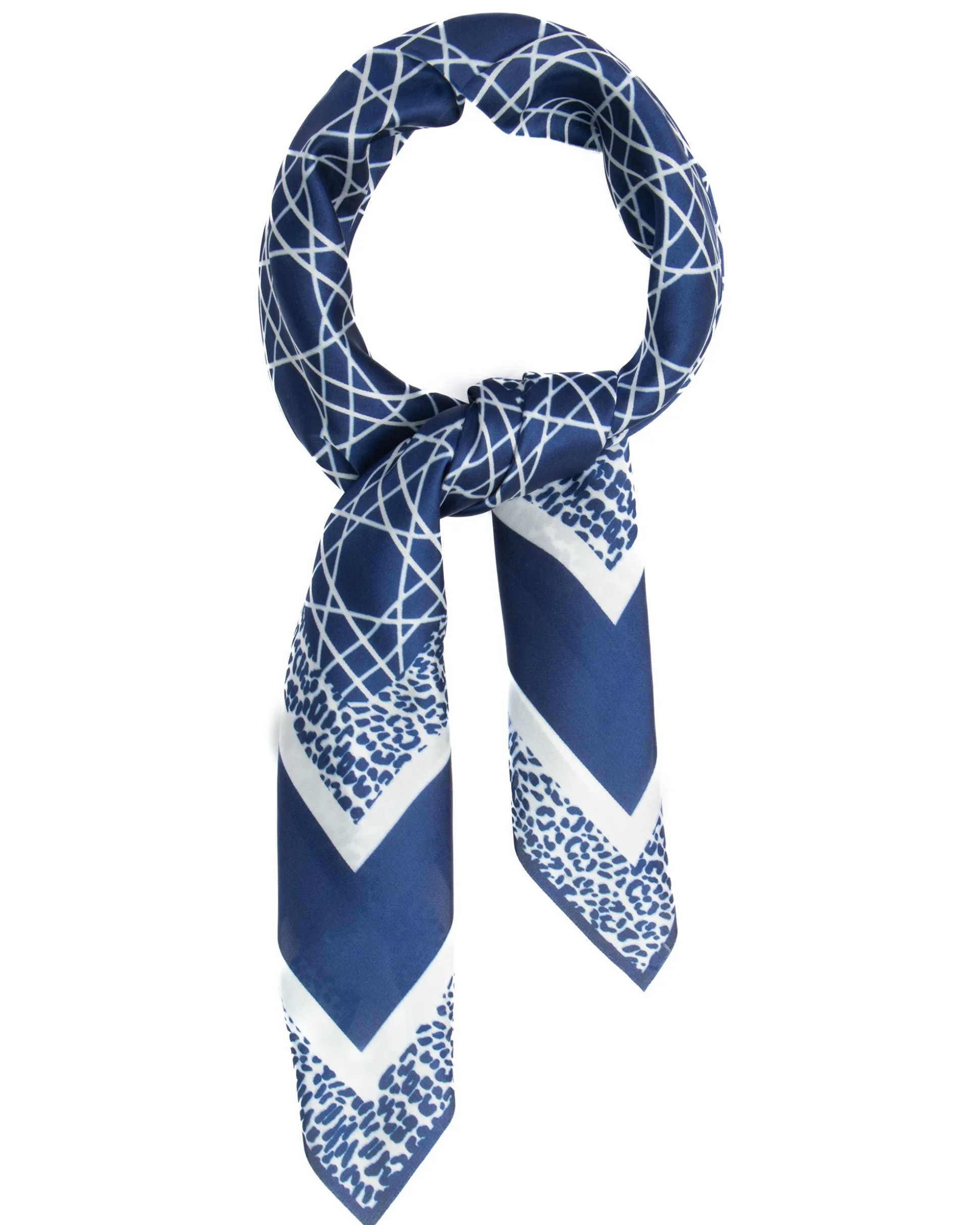 Foulard uomo unisex bandana geometrico reticolo cannage bordo leopardato chevron blu GIOSAL-FD1003A
