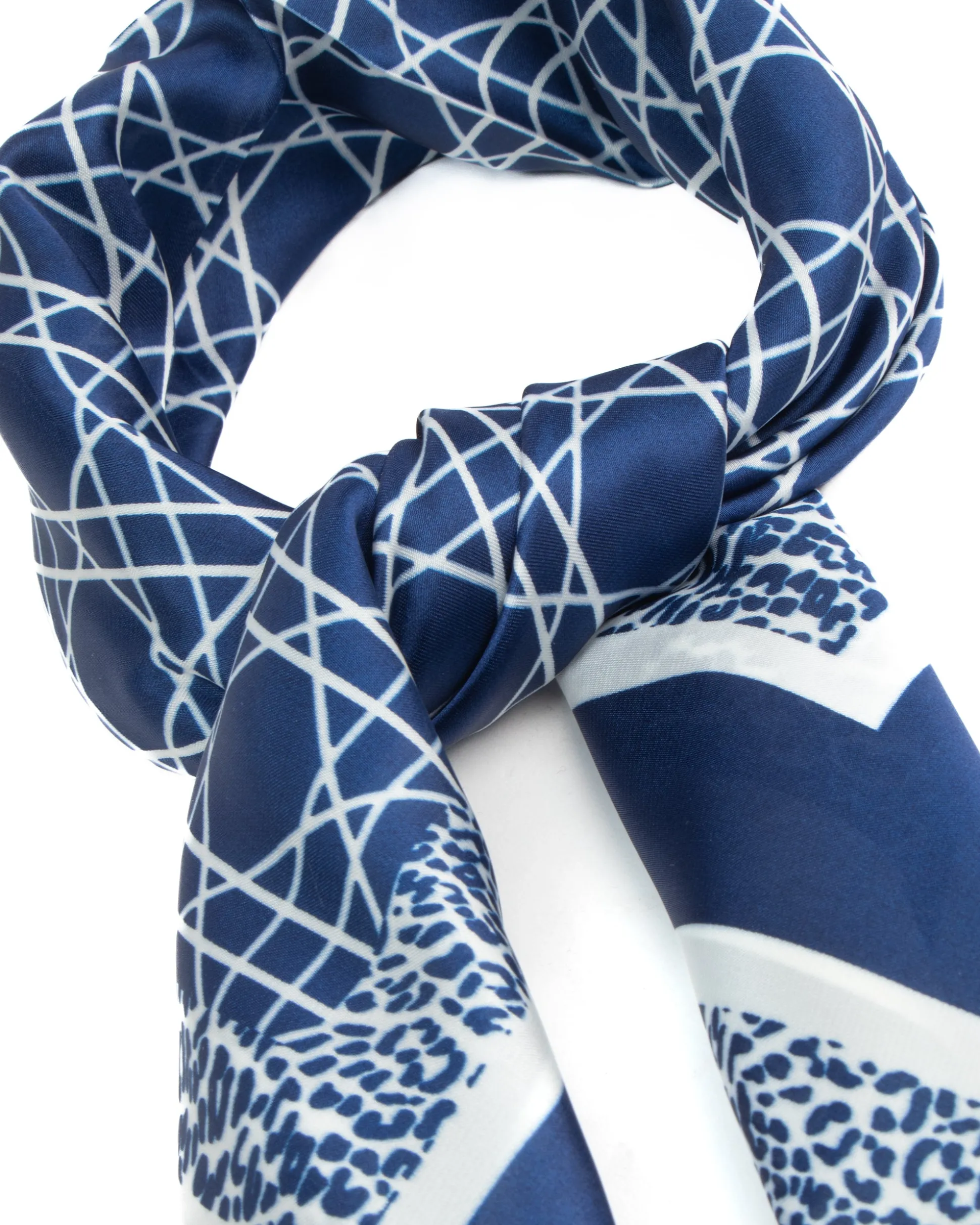 Foulard uomo unisex bandana geometrico reticolo cannage bordo leopardato chevron blu GIOSAL-FD1003A