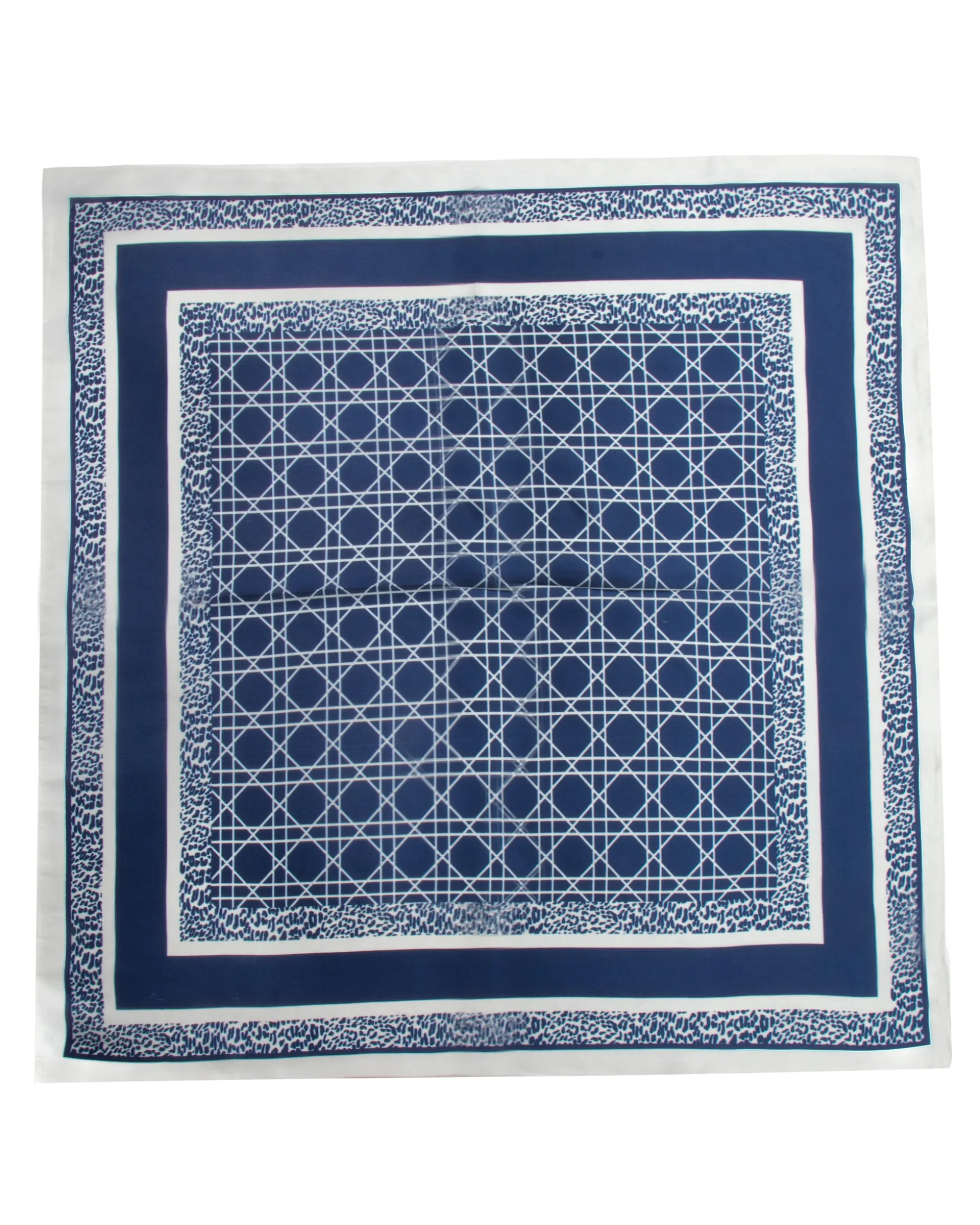 Foulard uomo unisex bandana geometrico reticolo cannage bordo leopardato chevron blu GIOSAL-FD1003A