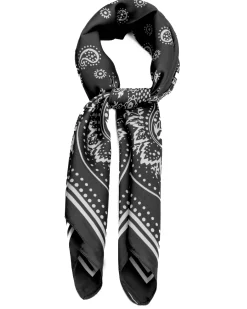 Foulard uomo unisex bandana paisley medaglione simmetrico bordo satinato nero GIOSAL-FD1014A