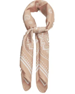 Foulard uomo unisex bandana paisley medaglione simmetrico bordo satinato beige GIOSAL-FD1013A