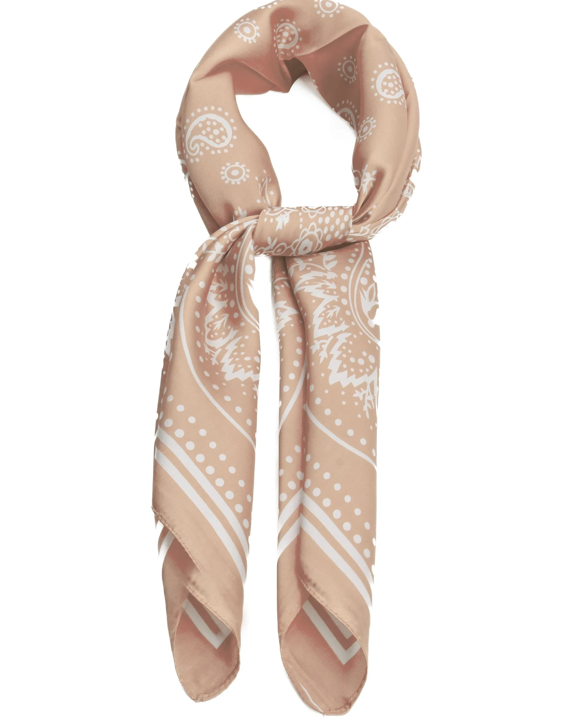 Foulard uomo unisex bandana paisley medaglione simmetrico bordo satinato beige GIOSAL-FD1013A