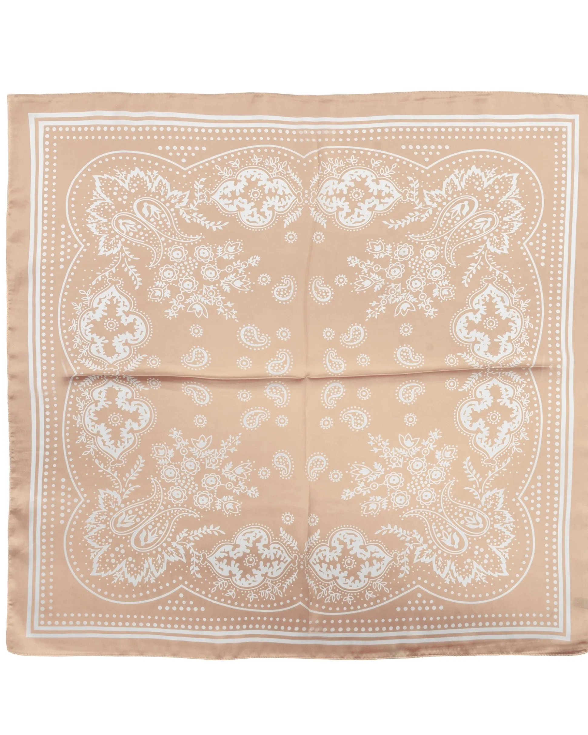 Foulard uomo unisex bandana paisley medaglione simmetrico bordo satinato beige GIOSAL-FD1013A
