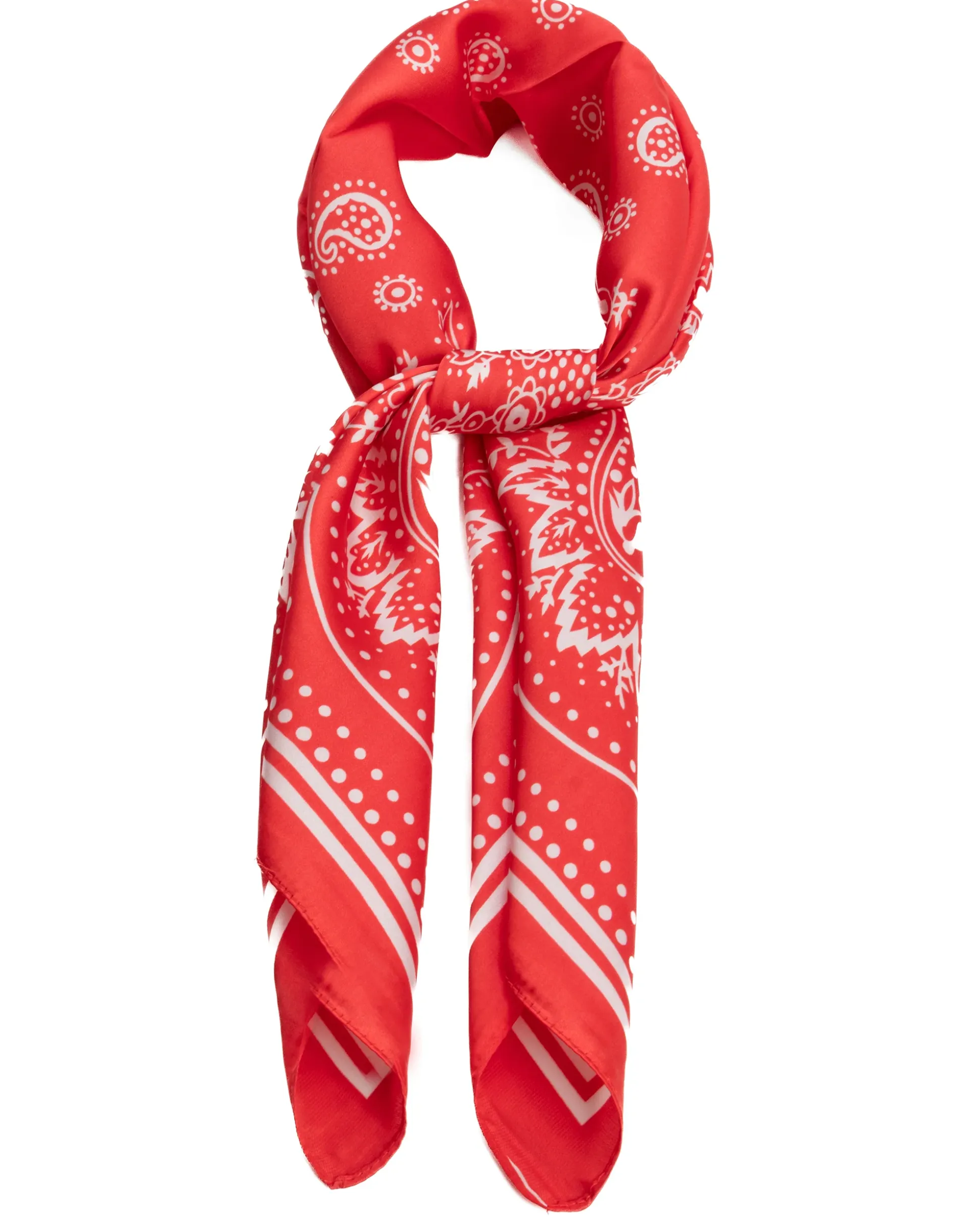 Foulard uomo unisex bandana paisley medaglione simmetrico bordo satinato rosso GIOSAL-FD1012A