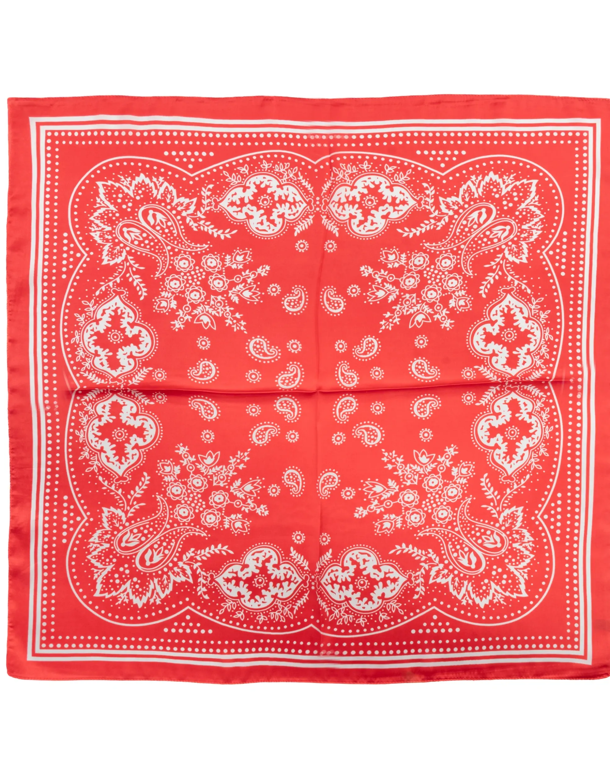 Foulard uomo unisex bandana paisley medaglione simmetrico bordo satinato rosso GIOSAL-FD1012A