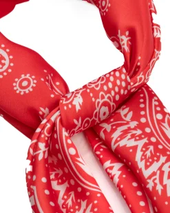 Foulard uomo unisex bandana paisley medaglione simmetrico bordo satinato rosso GIOSAL-FD1012A