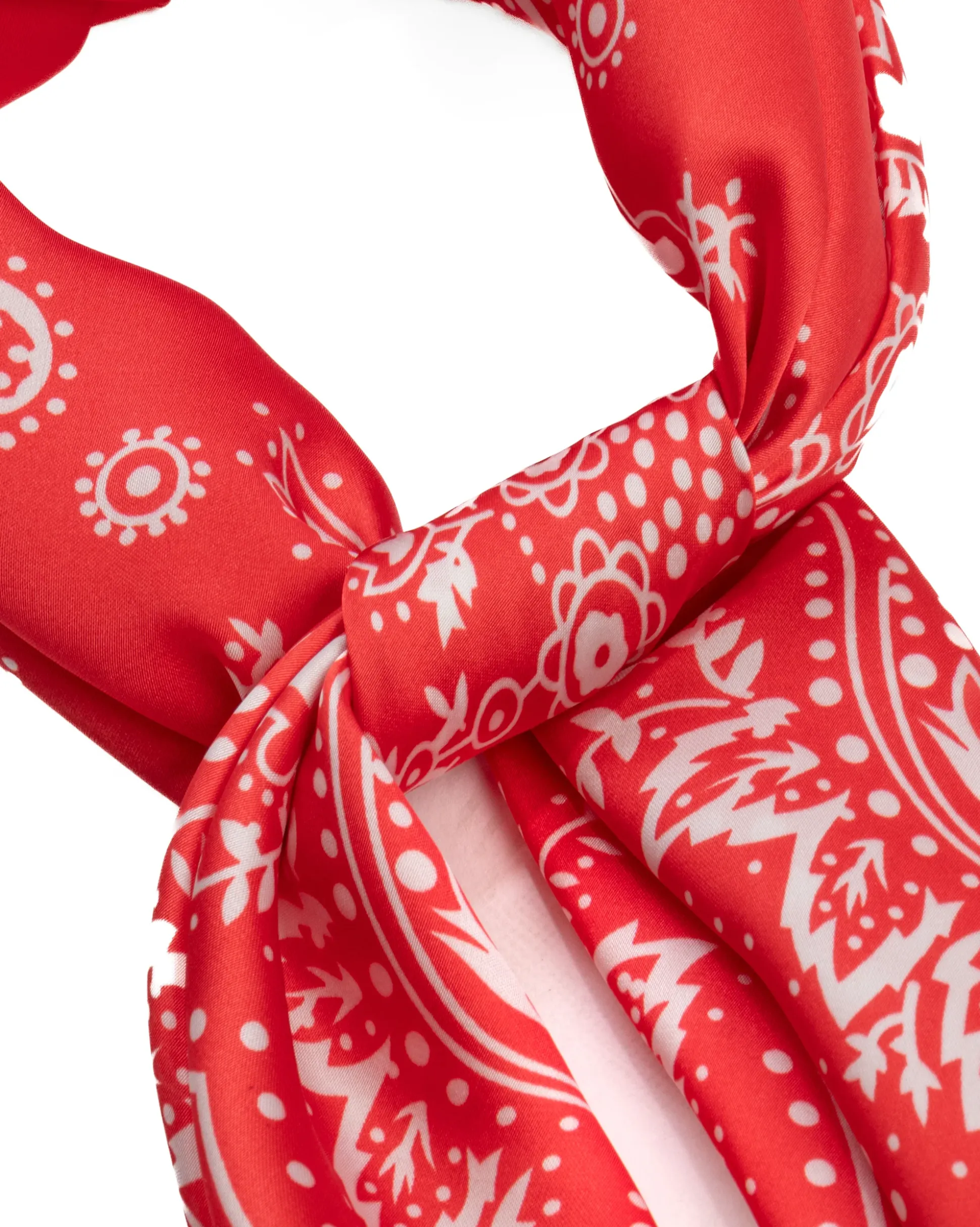 Foulard uomo unisex bandana paisley medaglione simmetrico bordo satinato rosso GIOSAL-FD1012A