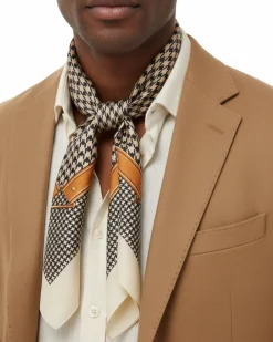 Foulard uomo unisex bandana pied-de-poule paisley bordo satinato beige GIOSAL-FD1004A