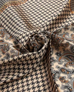 Foulard uomo unisex bandana pied-de-poule paisley bordo satinato beige GIOSAL-FD1004A