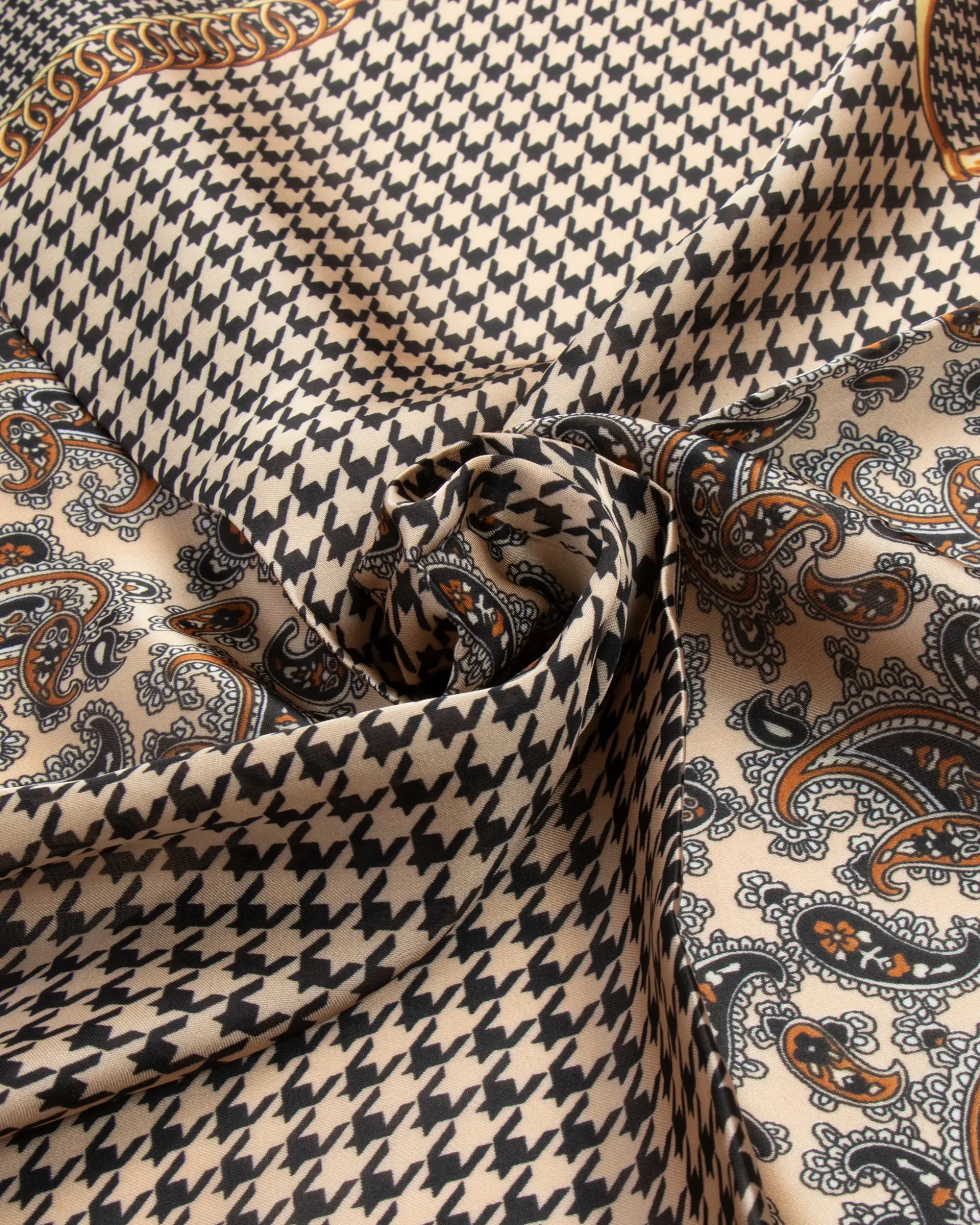 Foulard uomo unisex bandana pied-de-poule paisley bordo satinato beige GIOSAL-FD1004A