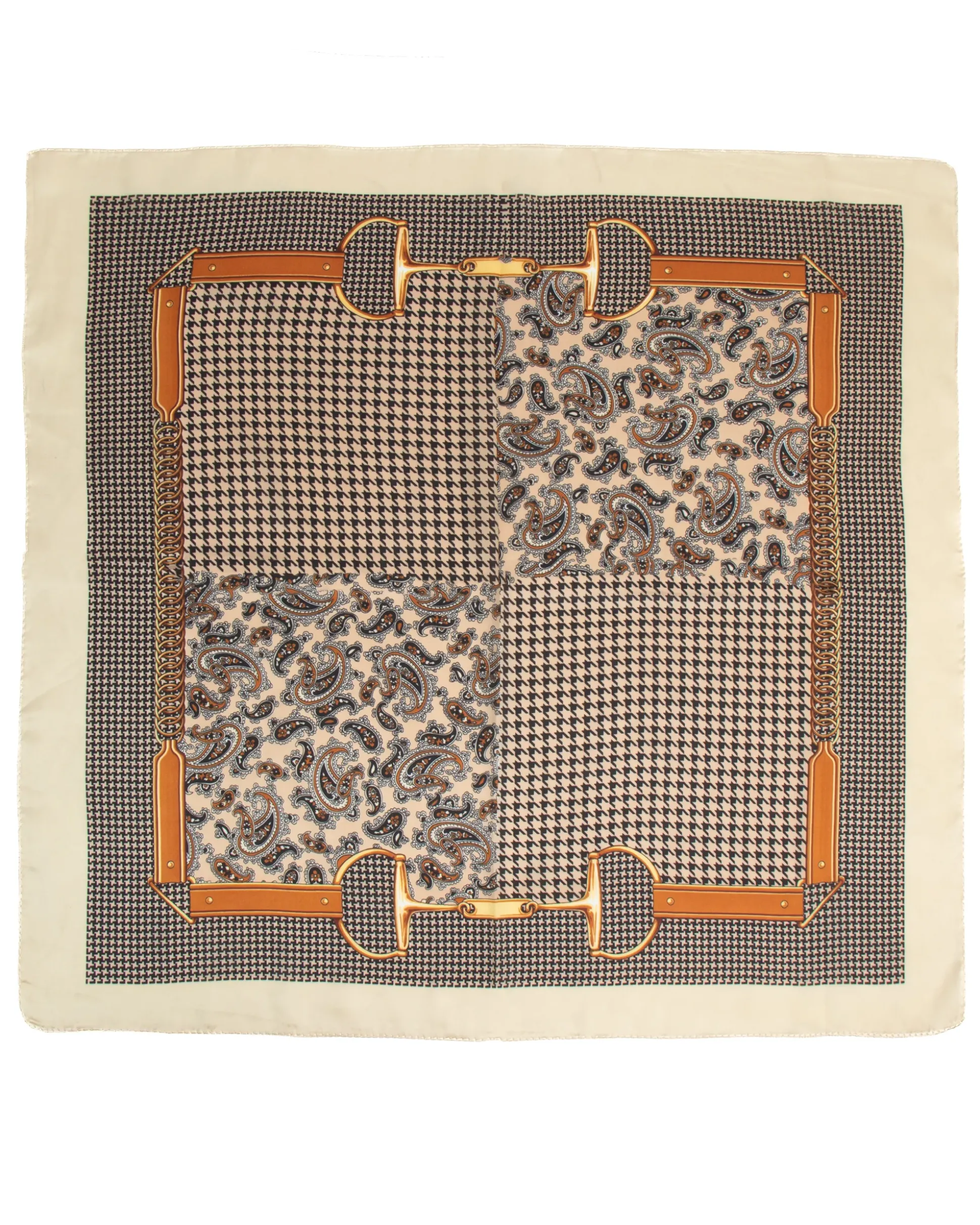 Foulard uomo unisex bandana pied-de-poule paisley bordo satinato beige GIOSAL-FD1004A