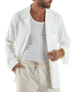 Giacca Camicia Sahariana In Lino G3306A