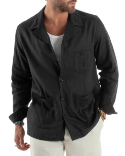 Giacca Camicia Sahariana In Lino G3307A