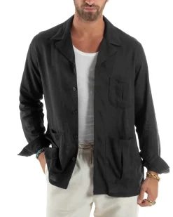 Giacca Camicia Sahariana In Lino G3307A