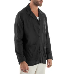 Giacca Camicia Sahariana In Lino G3307A
