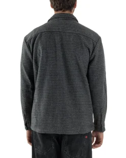 Giacca Overshirt Uomo Camicia Quadri Con Tasconi Grigio G3362A