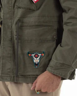 Giacca Sahariana Giubbotto Camicione Tinta Unita Verde Militare BERNA M252283