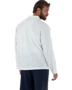 Giacca uomo lino scollo a v relaxed fit tasconi bianco GIOSAL-G3401A