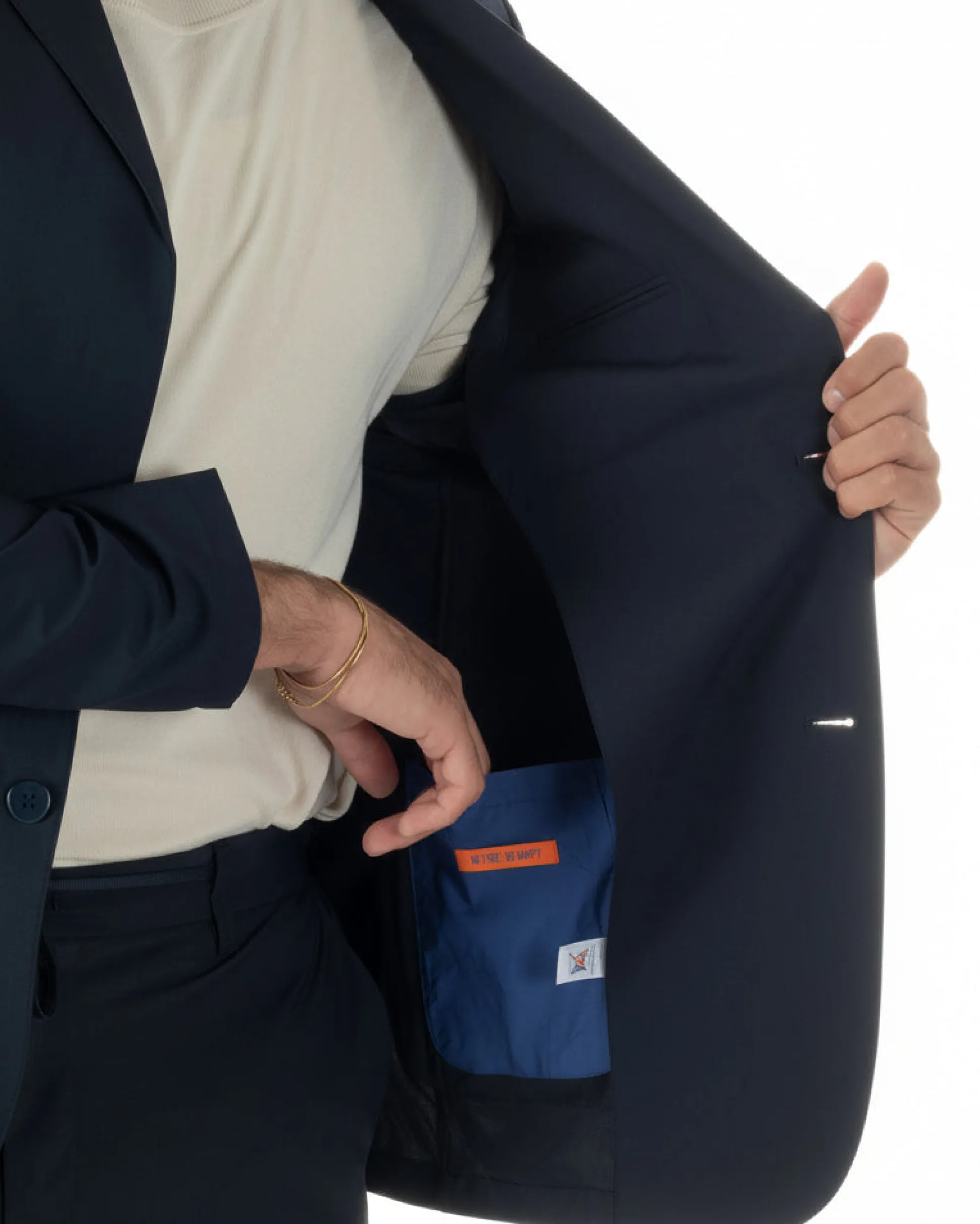 Giacca uomo monopetto no stiro impermeabile blu GIOSAL-BZ1010A