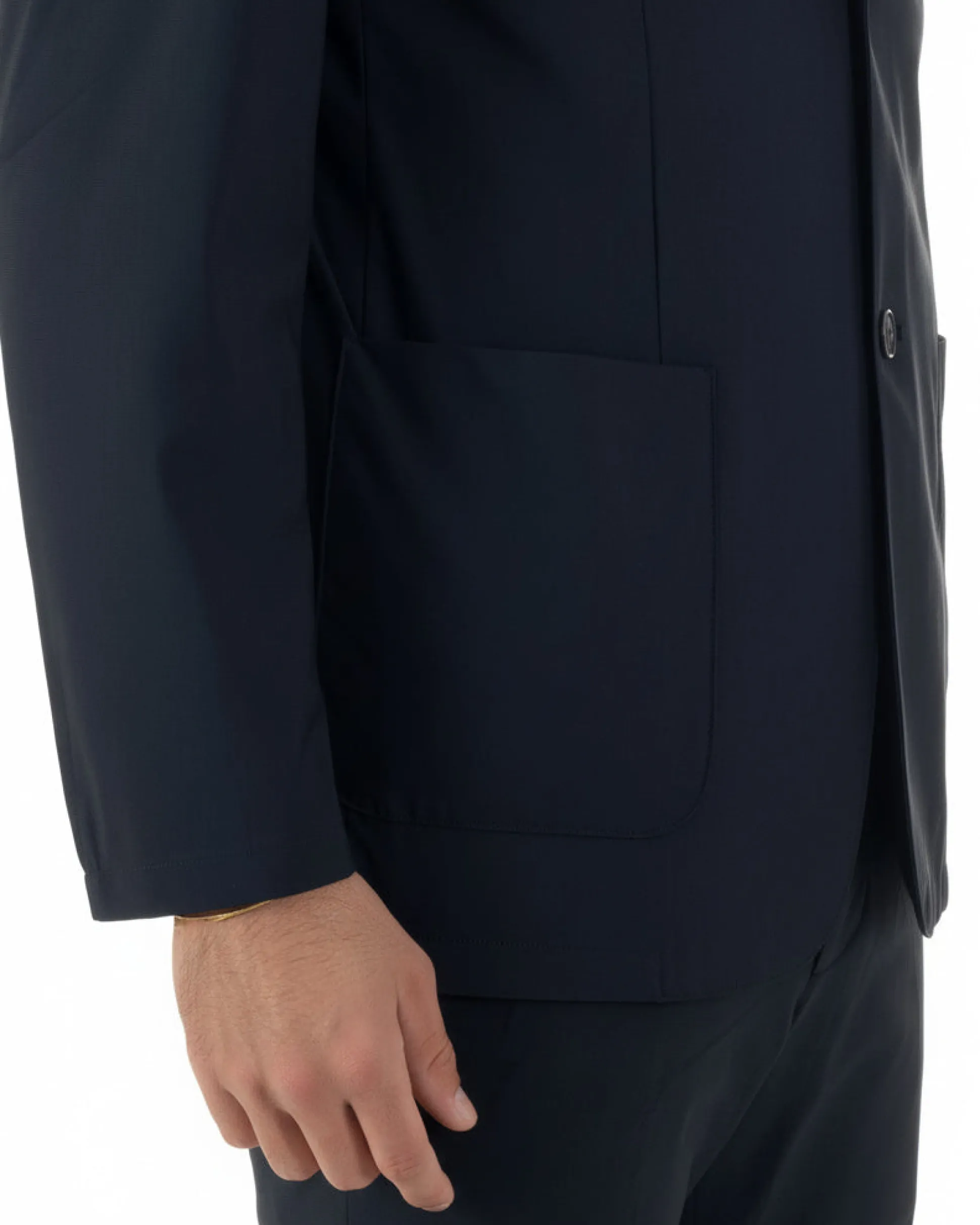 Giacca uomo monopetto no stiro impermeabile blu GIOSAL-BZ1010A