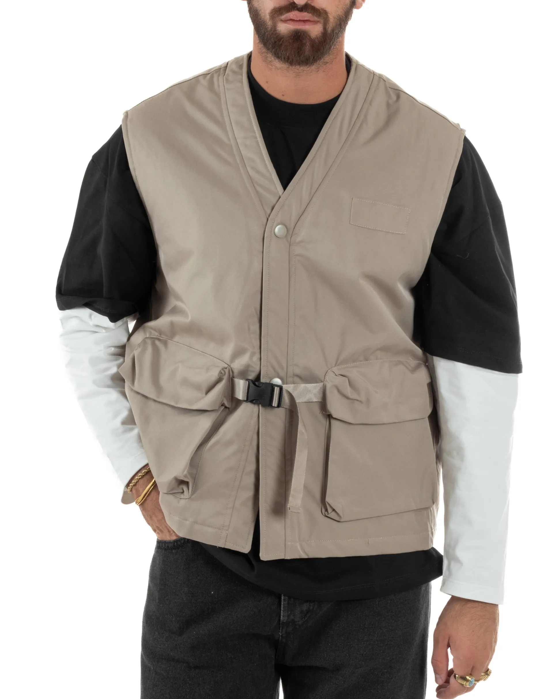 Gilet Casual Regular Fit Smanicato Streetwear G3324A