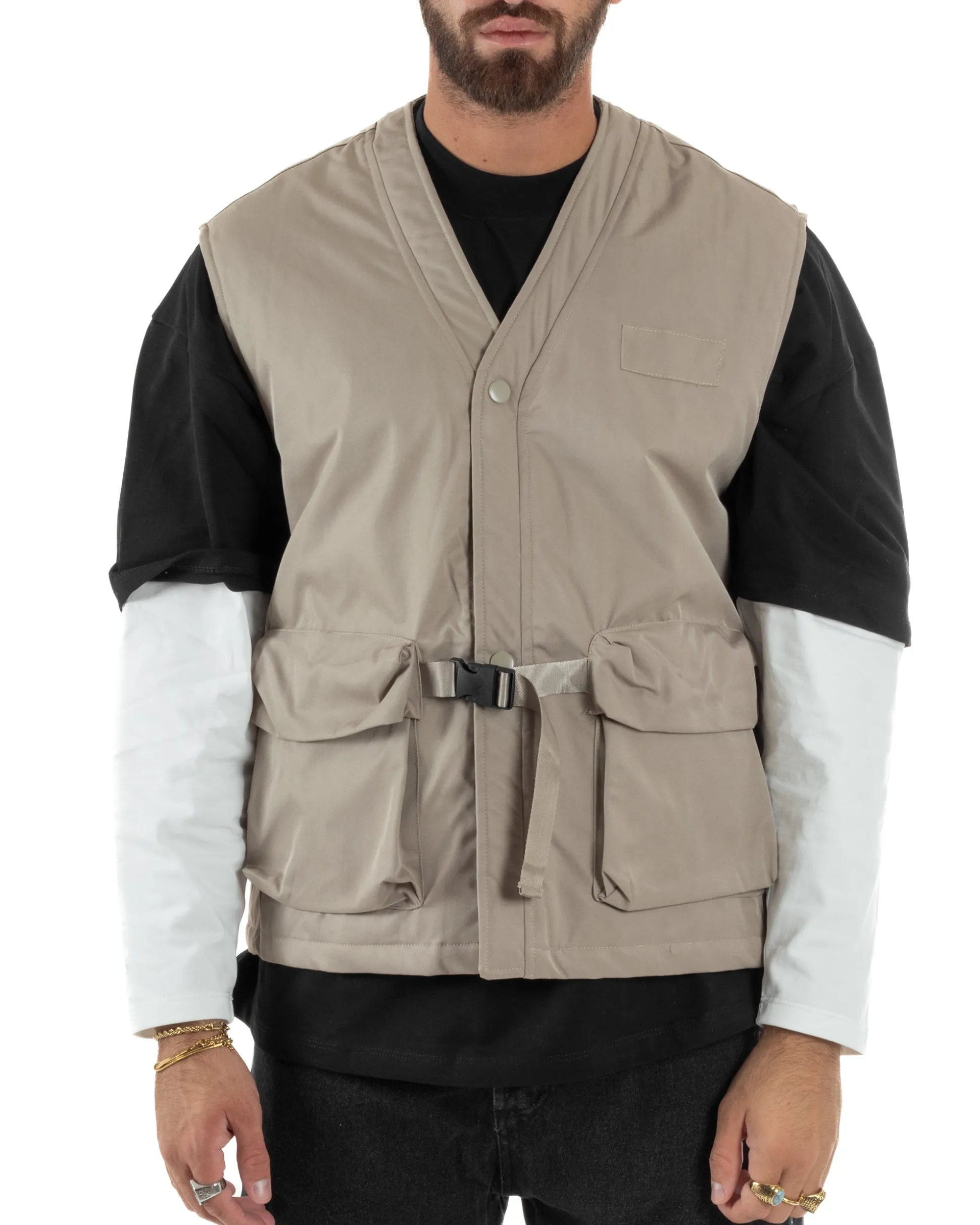 Gilet Casual Regular Fit Smanicato Streetwear G3324A