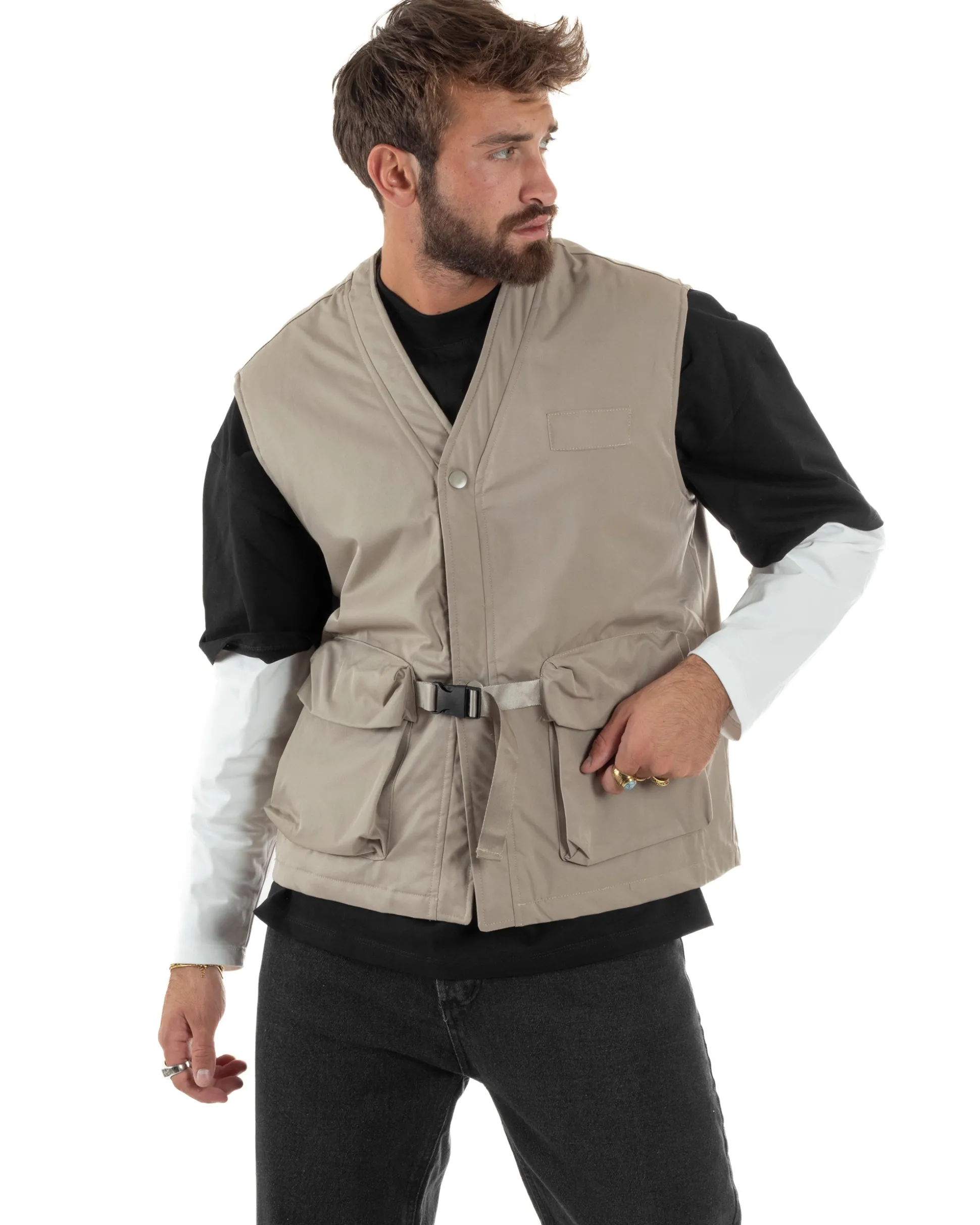 Gilet Casual Regular Fit Smanicato Streetwear G3324A