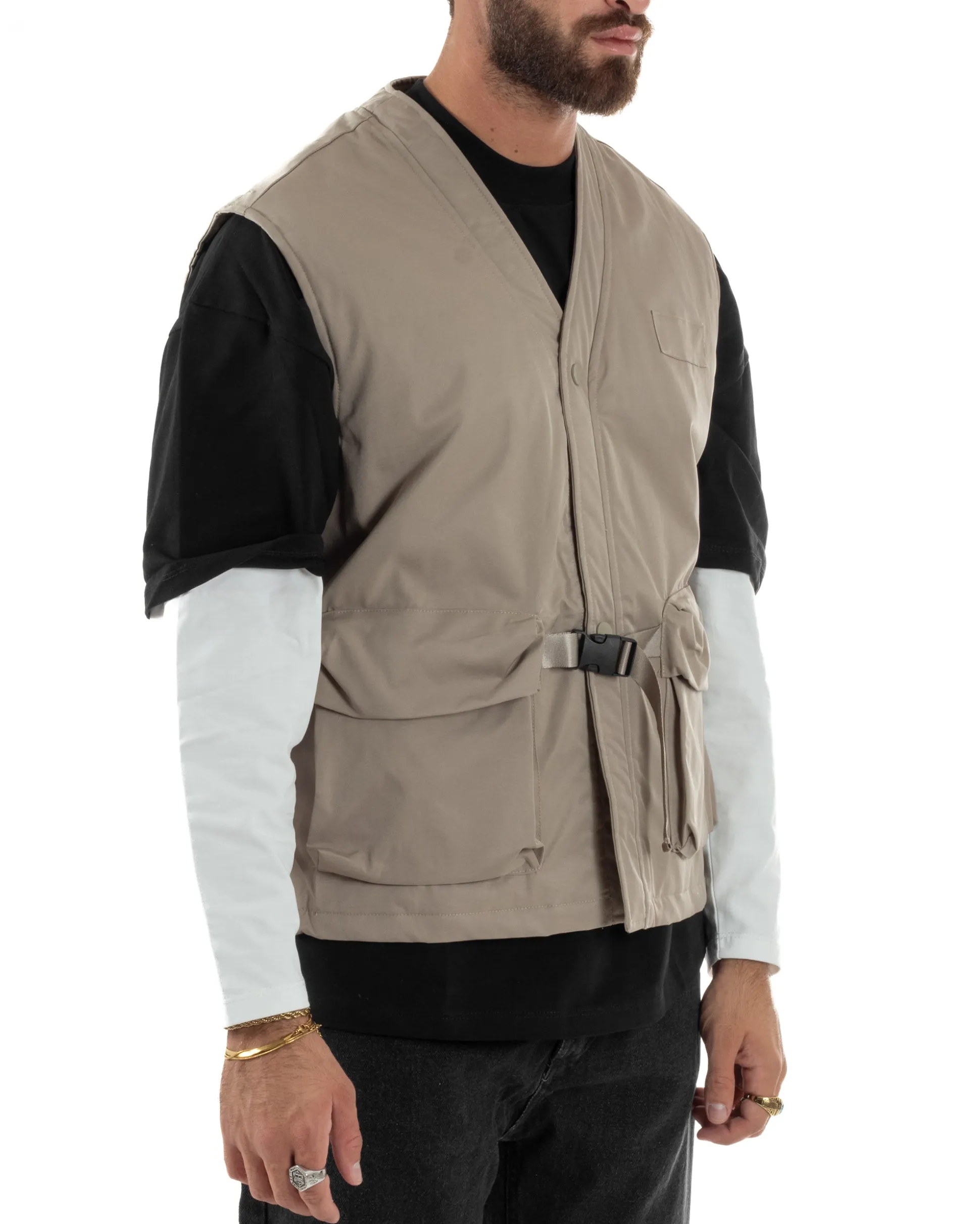 Gilet Casual Regular Fit Smanicato Streetwear G3324A