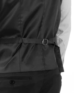 Gilet Uomo Classico Smanicato Regolabile Monopetto Scollo a V Slim Fit Cerimonia Elegante Basic Tinta Unita Nero GIOSAL-G3288A