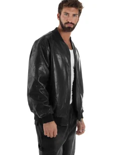 Giubbotto Double Face Bomber College Ecopelle Camoscio Beige G3342A