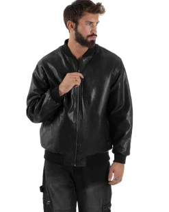 Giubbotto Double Face Bomber College Ecopelle Camoscio Beige G3342A