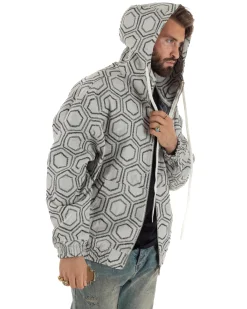 Giubbotto giacca bomber uomo cappuccio oversize crop nero GIOSAL-G3397A
