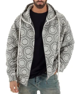 Giubbotto giacca bomber uomo cappuccio oversize crop nero GIOSAL-G3397A