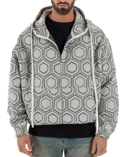 Giubbotto giacca bomber uomo cappuccio oversize crop nero GIOSAL-G3397A