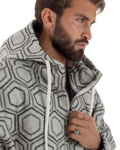 Giubbotto giacca bomber uomo cappuccio oversize crop nero GIOSAL-G3397A