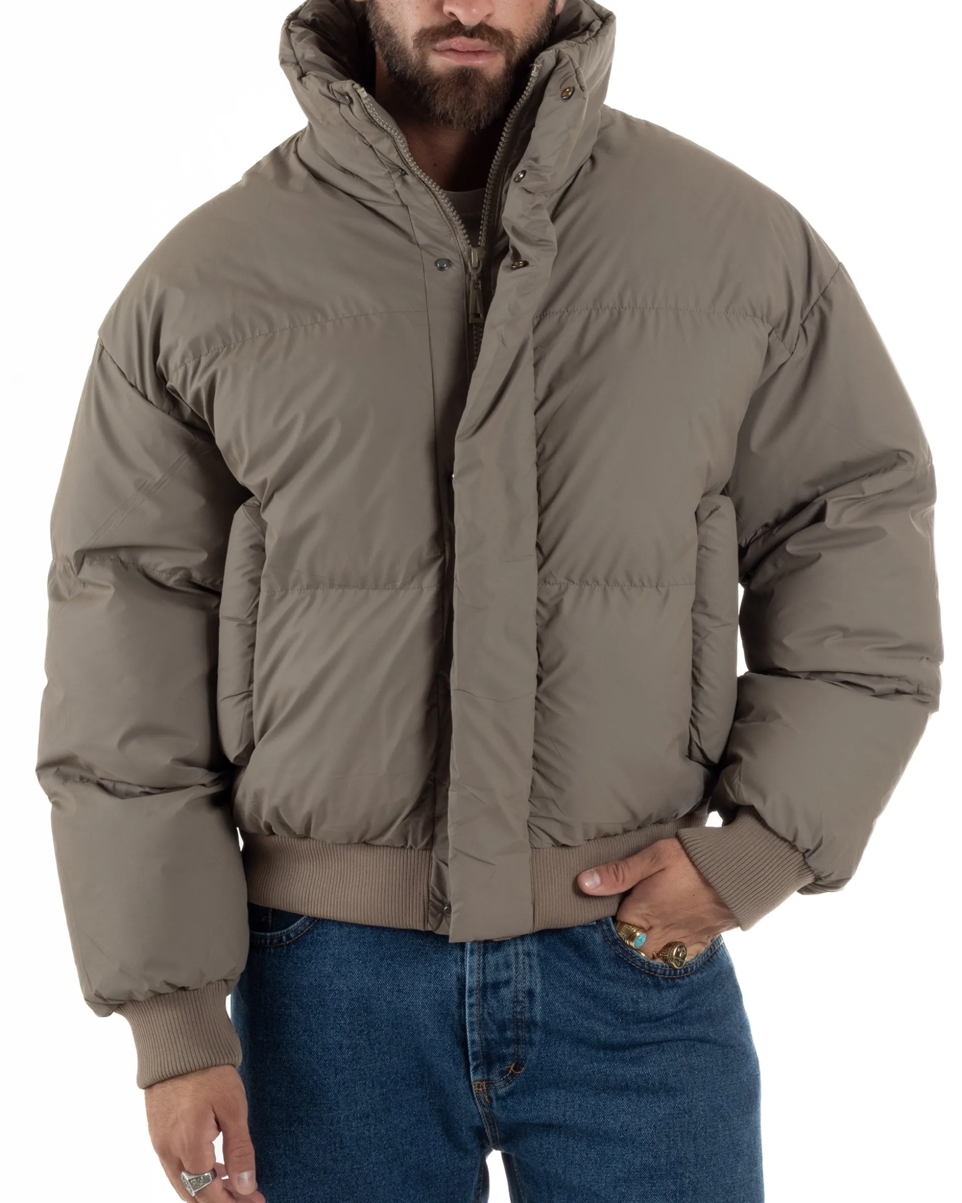 Giubbotto Oversize Piumino Bomber Full Zip Tessuto Opaco G3332A