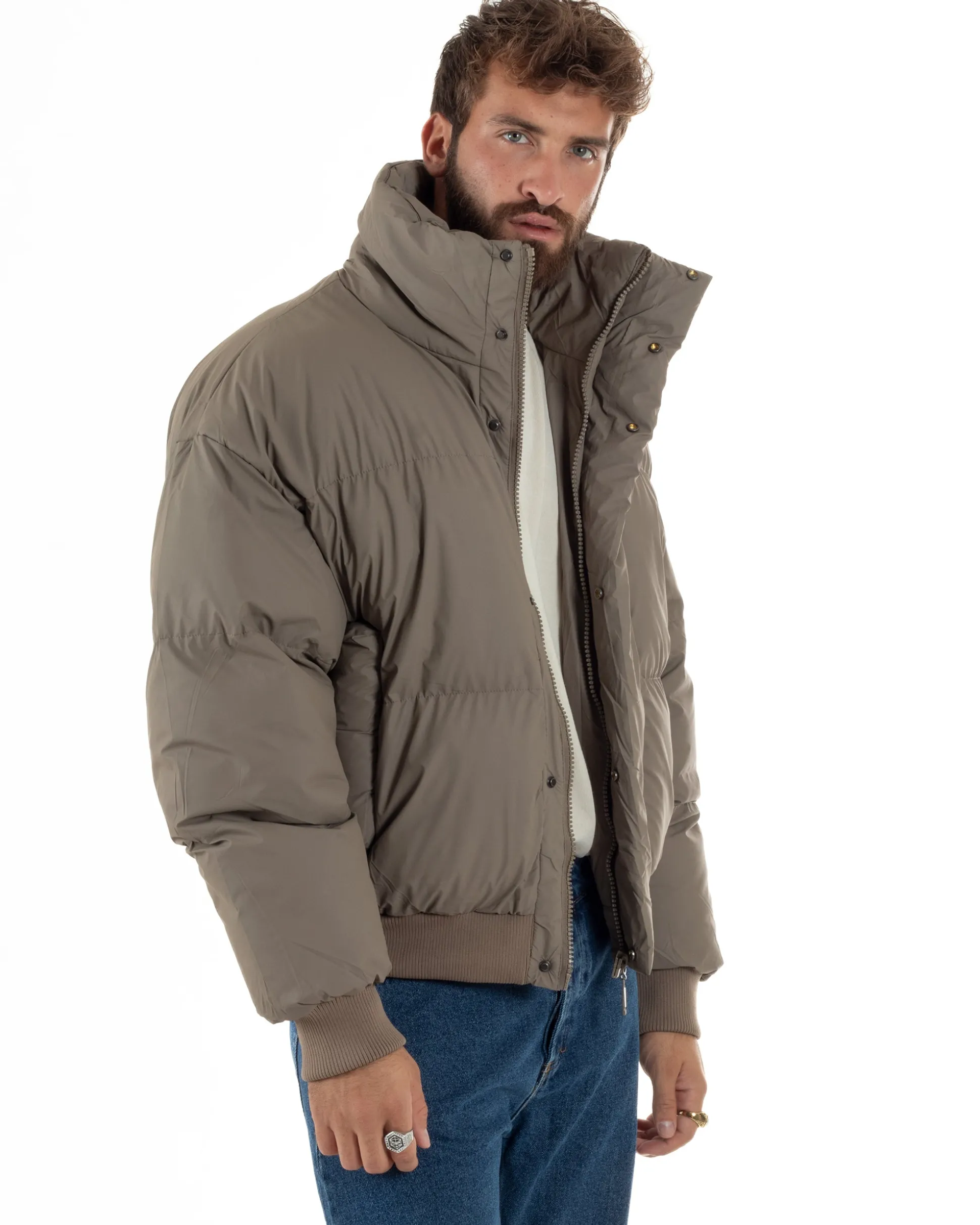 Giubbotto Oversize Piumino Bomber Full Zip Tessuto Opaco G3332A